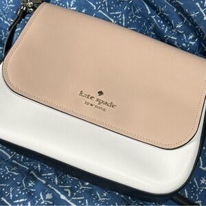 Kate Spade Staci Tan and White color block Crossbody Bag